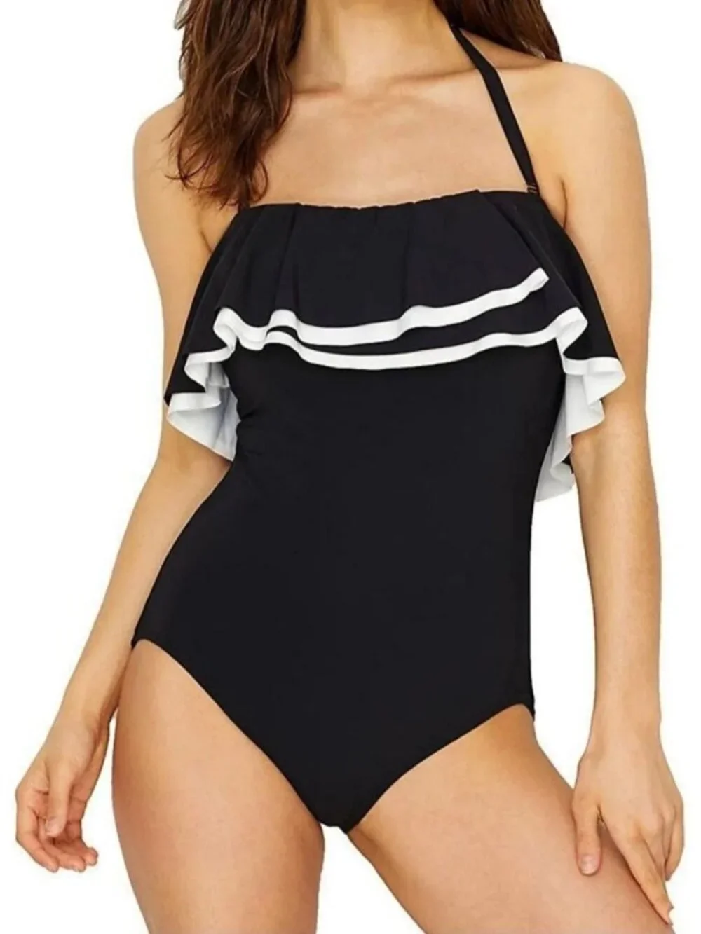 Coco Reef 14/38D Ruffle Bandeau Removable Straps Swimwear One-Piece Bathing Suit - Picture 14 of 14